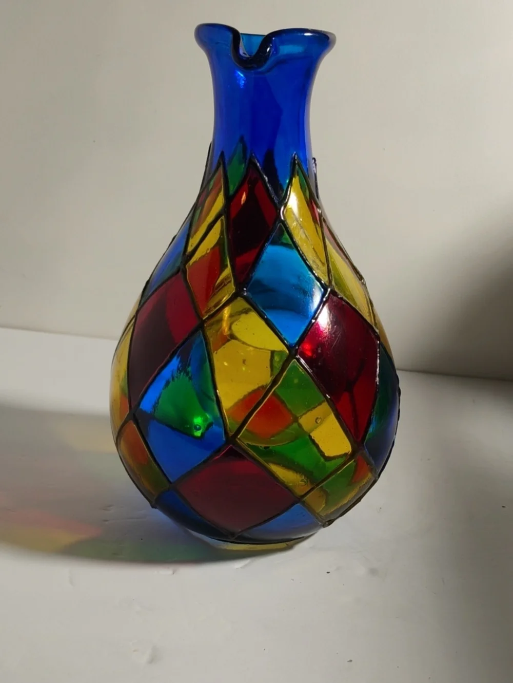 Vidrio Handblown  Glass   Multicolor Wine Cooler Signed Made In Mexico